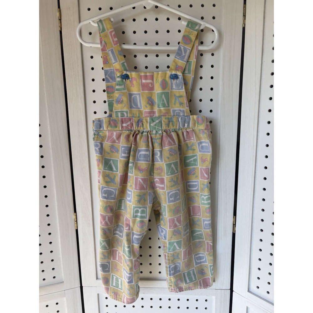 Handmade Baby Girl ABC Bib Overalls No Size Approx. 12M Months Neutral Colors